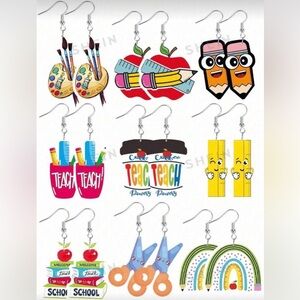 Colorful Teacher-Themed Earrings Set BUYERS CHOICE